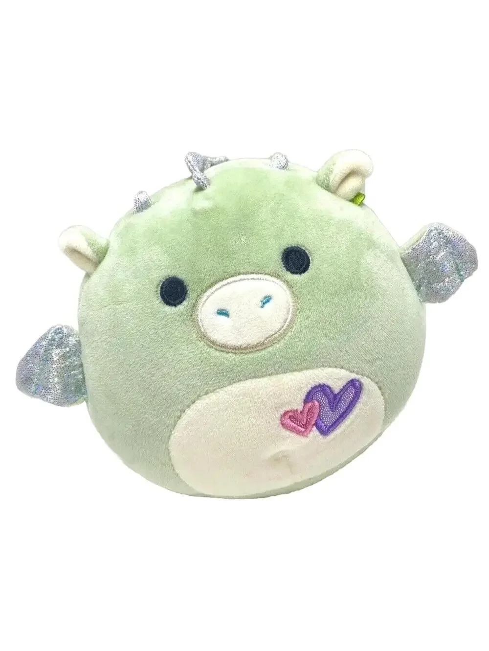 Squishmallow Drew Mint Dragon Valentine Day Edition, Cream/Green Plush Dragon